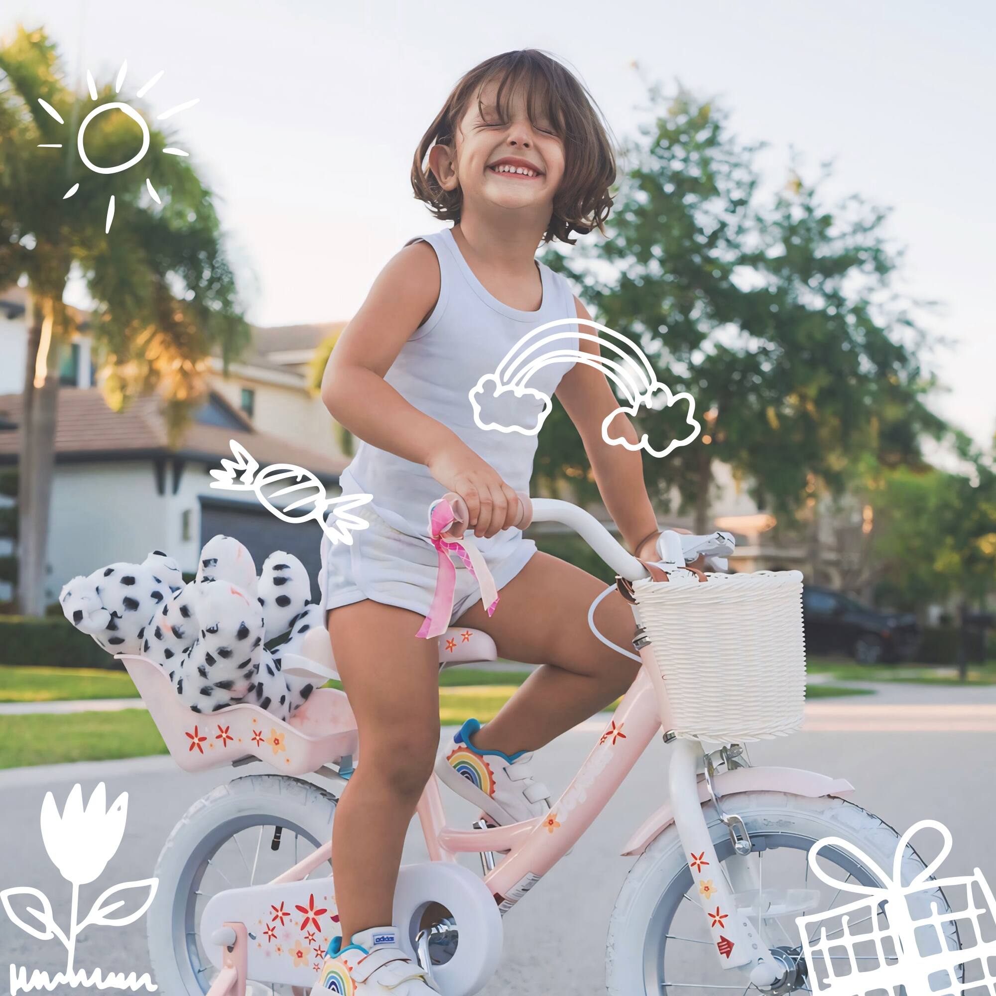 Angle. JOYSTAR - JOYSTAR Unicorn 12 Inch Kids Bike for Girl Boy Ages 2-4, Toddler Bicycles with Training Wheels & Basket, Doll Seat, Pink - Pink.