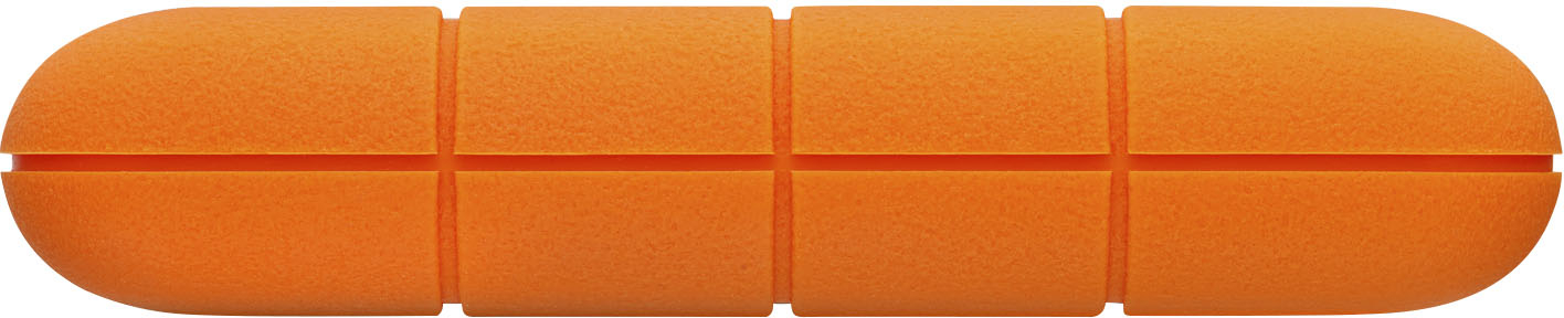 Left View: LaCie - Rugged Mini 1TB External USB 3.0 Portable Hard Drive with Rescue Data Recovery Services - Orange/Silver