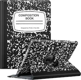 Fintie - 360° Rotating Case for iPad 9th / 8th / 7th Generation 10.2 Inch | Shockproof Cover with Pencil Holder Auto Wake/Sleep - Black Composition Book