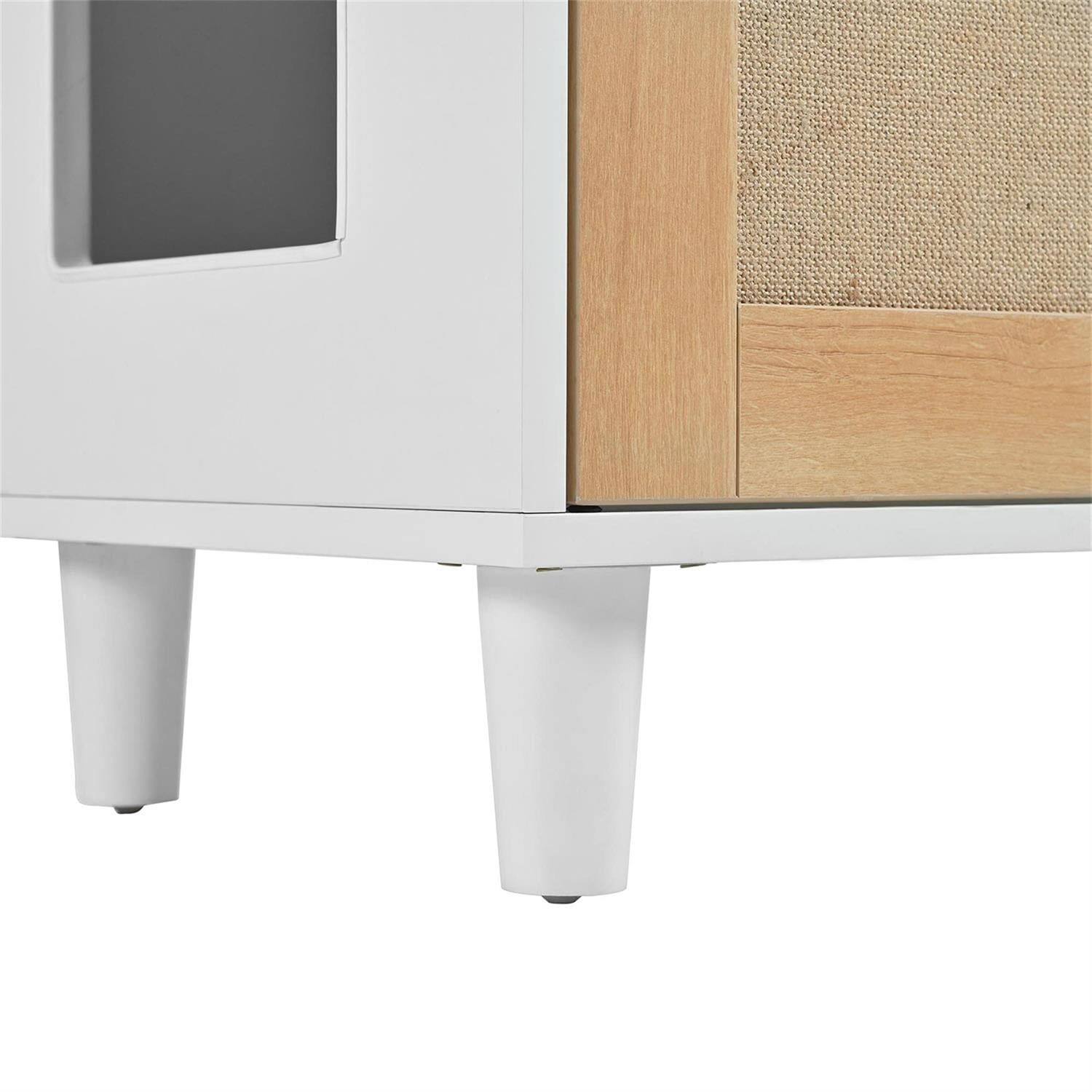 Angle. Pefilos - 31" Cat Litter Box Enclosure with Scratching, Modern Cat House and Storage Side Table for Indoor Cats.