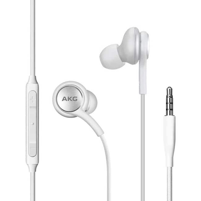 4XEM - 3.5mm AKG Earphones with Mic and Volume Control (White) - Mini-phone (3.5mm) - Wired - Earbud - In-ear - White - Red