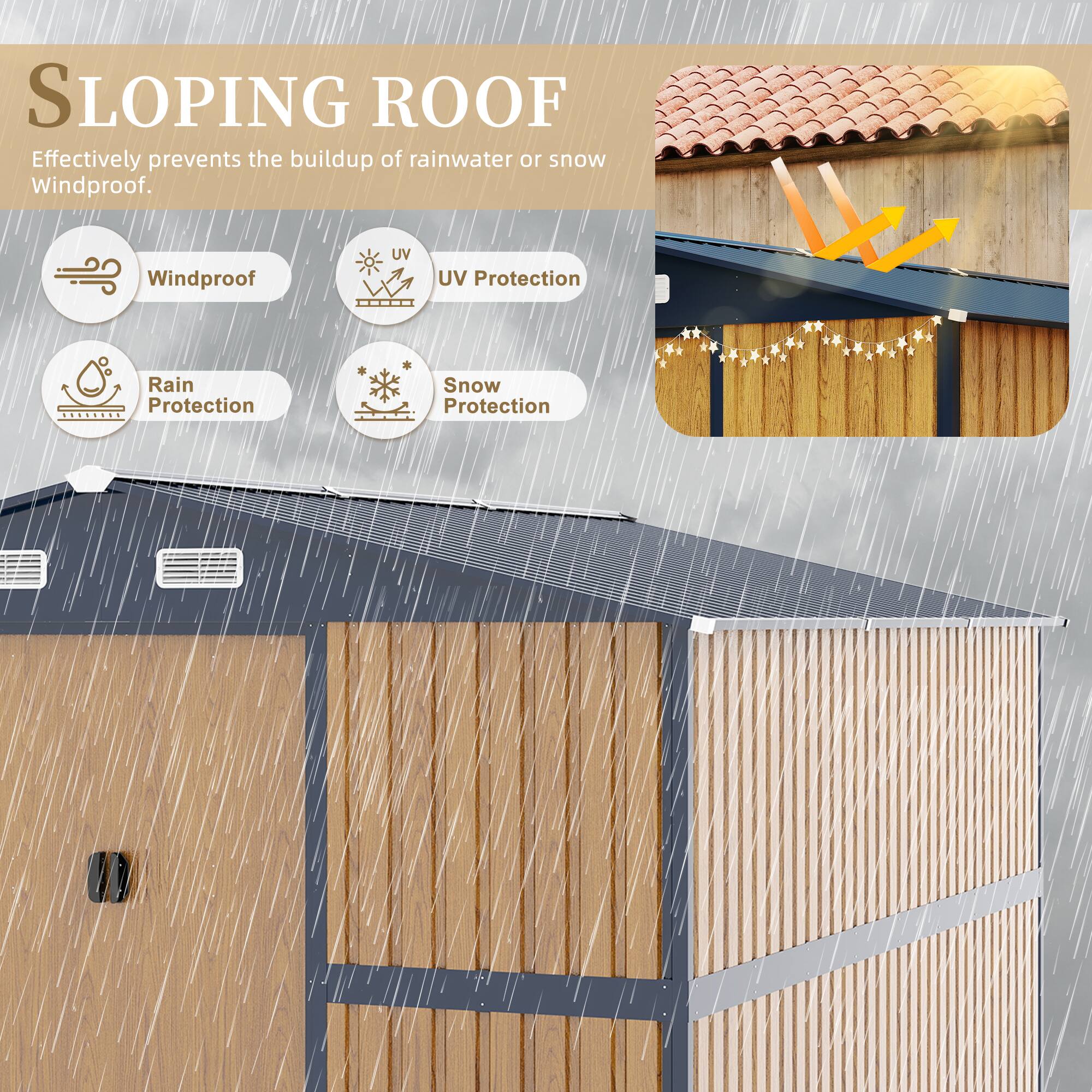 Alt View 1. TinyHomie - 10X12 FT Outdoor Steel Storage Shed with Lockable Doors 2 Windows Garden Shed Wood Panels and Frame Floor Not Included.