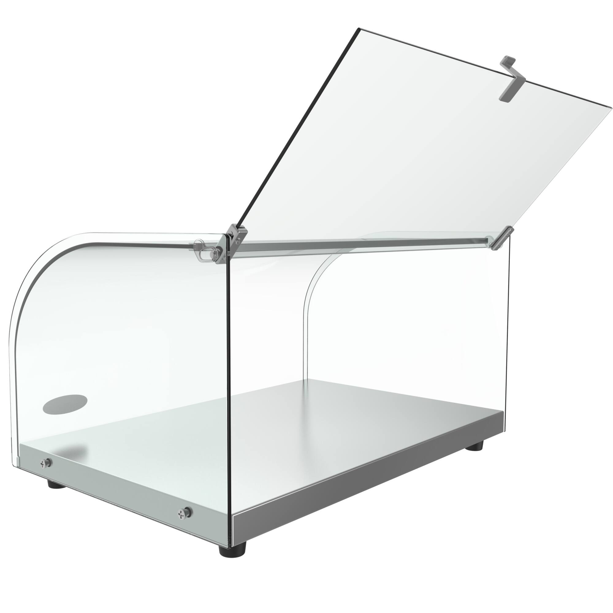 Left. Koolmore - 22 in. Countertop Bakery Display Case with Front Curved Glass and Rear Door, 0.9 cu. ft. DC-1C - Silver.
