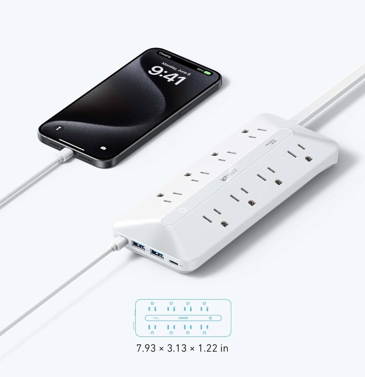 Charging Monday, June 6 9:41  
ANKER NV  
7.93 x 3.13 x 1.22 in