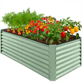 Best Choice Products - 6x3x2ft Outdoor Metal Raised Garden Bed for Vegetables Flowers Herbs - Mist Green