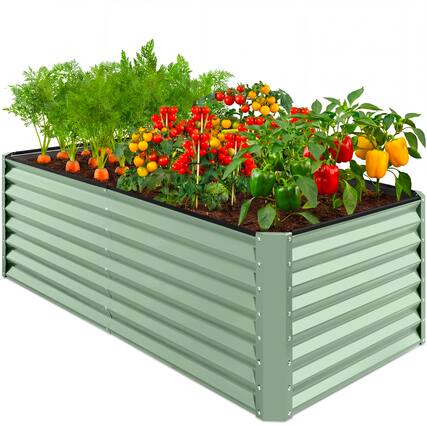 Front. Best Choice Products - Best Choice Products 6x3x2ft Outdoor Metal Raised Garden Bed for Vegetables Flowers Herbs - Mist Green - Mist Green.
