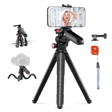 Front. Neewer - Mini Flex Tripod w/ Remote - Black.