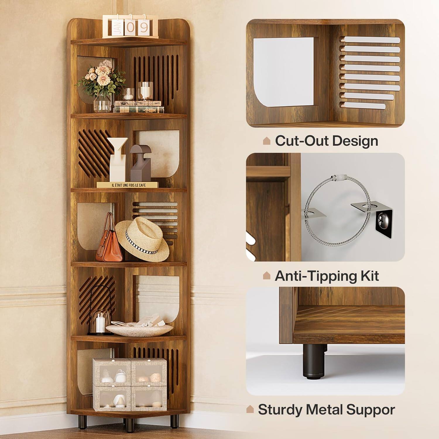 JAN  
O  
9  
Cut-Out Design  
J'ETAIS UNE FOIS LE CAFE  
Anti-Tipping Kit  
Sturdy Metal Support