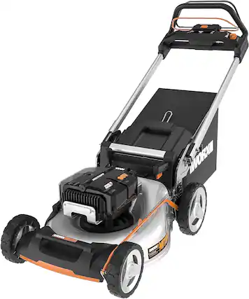 Front. WORX - Nitro 80V Cordless Self-Propelled Lawn Mower (4 x 5.0 Ah Batteries and 1 x Charger) - Black.