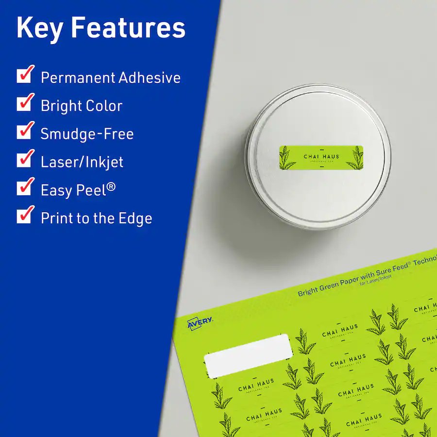 Top Bright Label Avery Printable Rectangle Labels, Bright 2/3