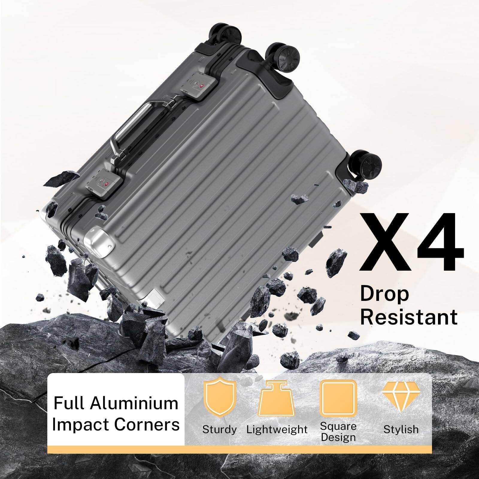 X4 Drop Resistant Full Aluminium Impact Corners Sturdy Lightweight Square Design Stylish