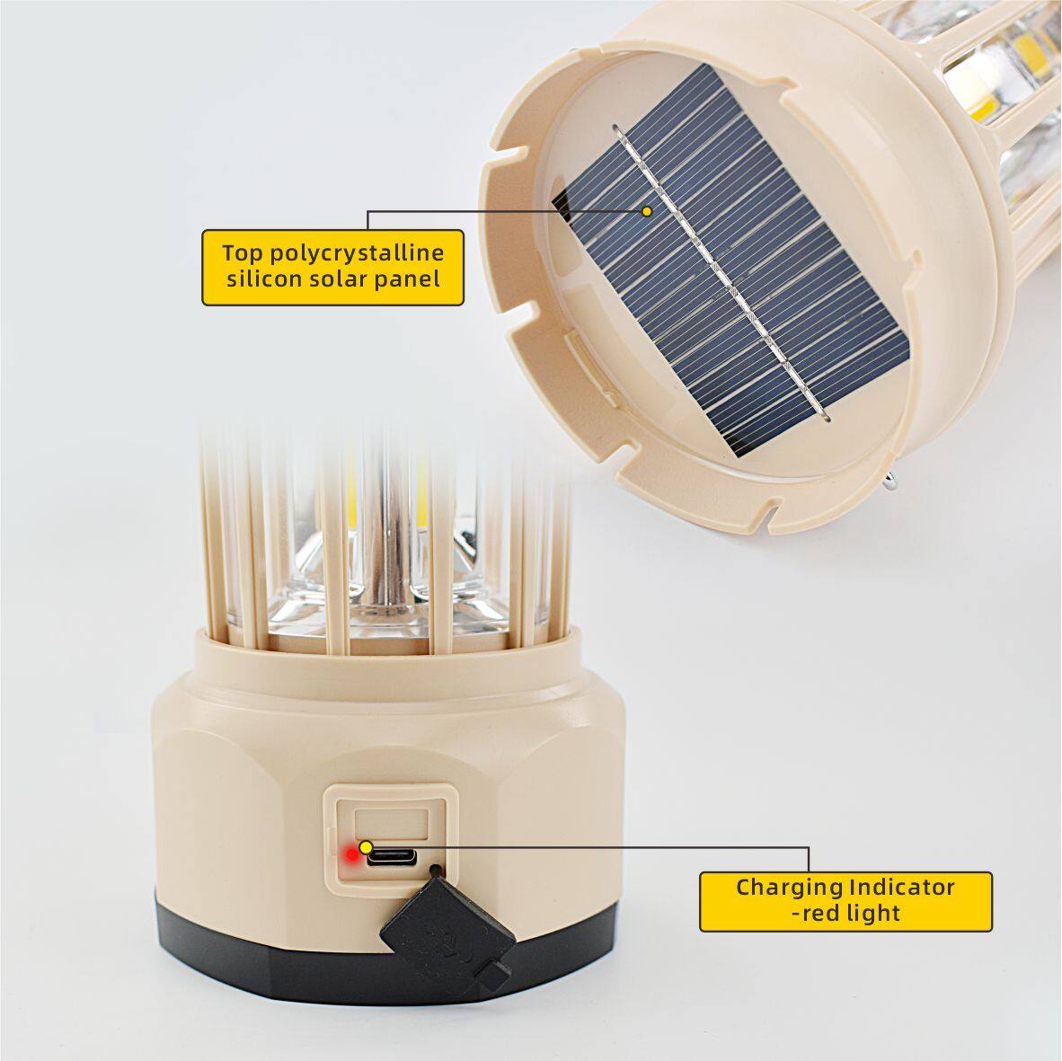 Top polycrystalline silicon solar panel  
Charging Indicator - red light