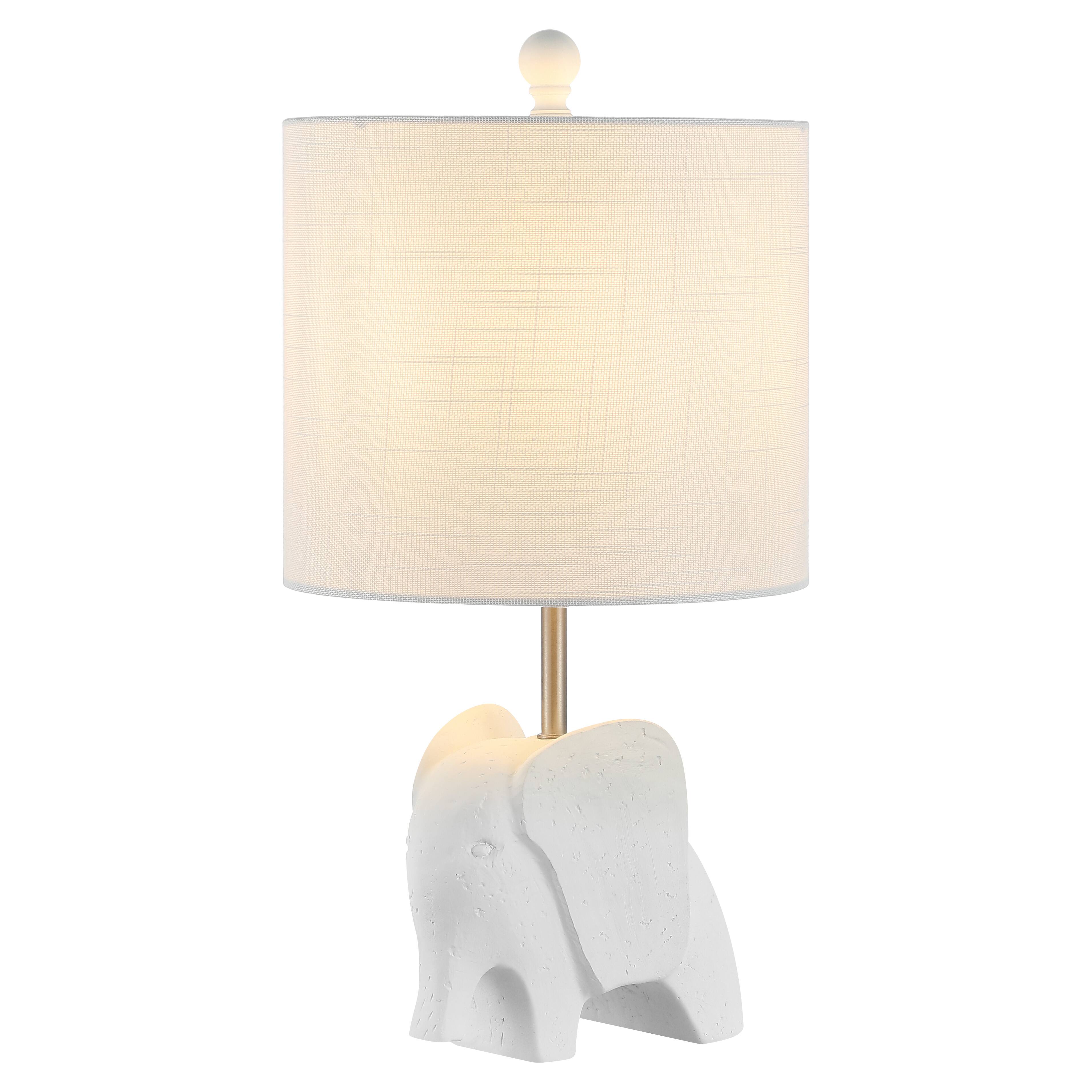 Front. Jonathan Y - Koda 17.5" Eclectic Southwestern Resin/Iron Elephant LED Kids' Table Lamp, White.