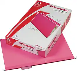Pendaflex - 10 Heavy Duty Reinforced Hanging File Folder, 1/5-Tab, Legal, 25/Box - Pink