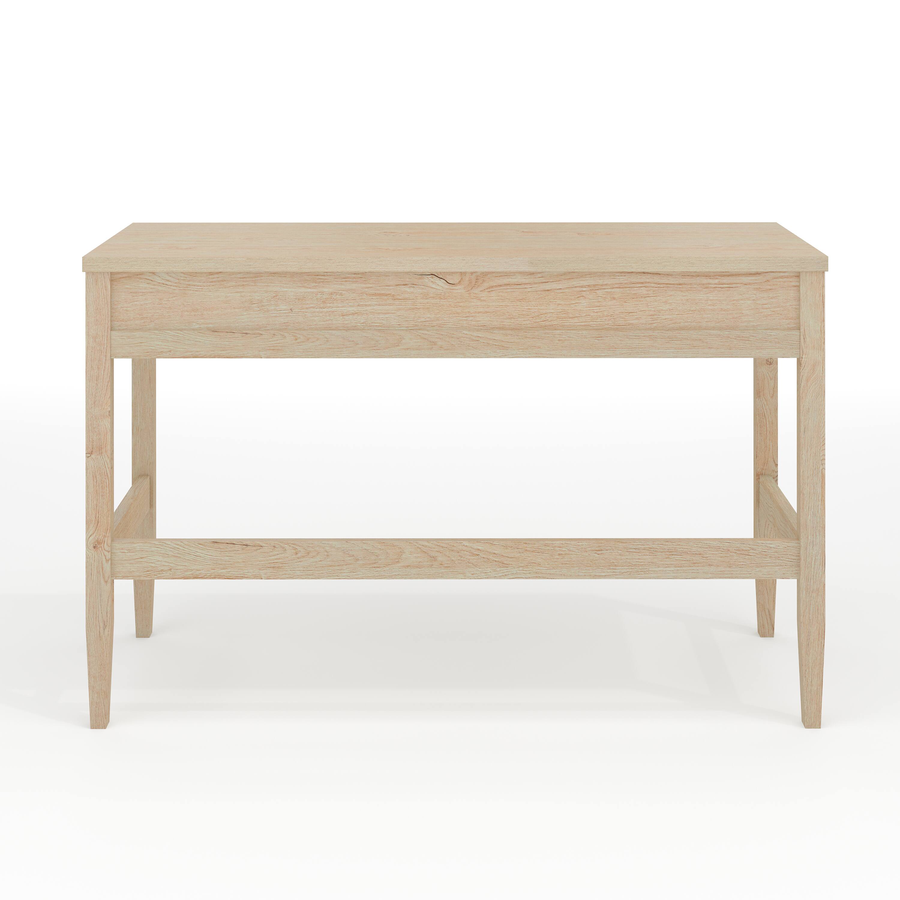 Alt View 8. Martha Stewart - Rhett Home Office Desk with 3 Drawers and Tapered Legs - Light Natural Frame/Antique Bronze Hardware.