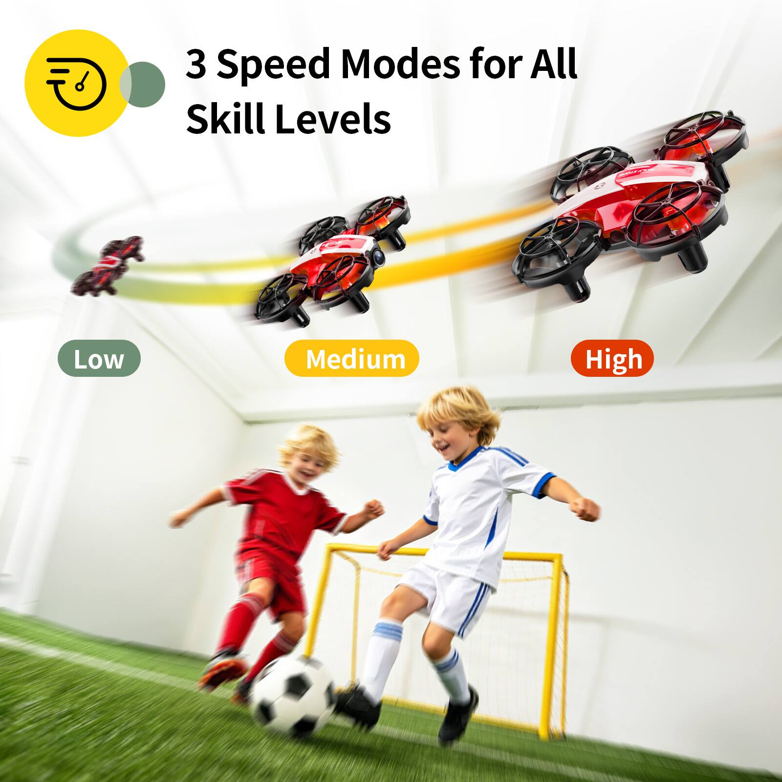 3 Speed Modes for All Skill Levels
Low
Medium
High