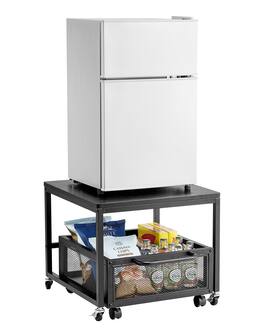 VEVOR - Mini Fridge Stand with Storage, 198 lbs Mini Fridge Table with Movable Storage Cart & Swivel Wheels, Refrigerator Stand - Black