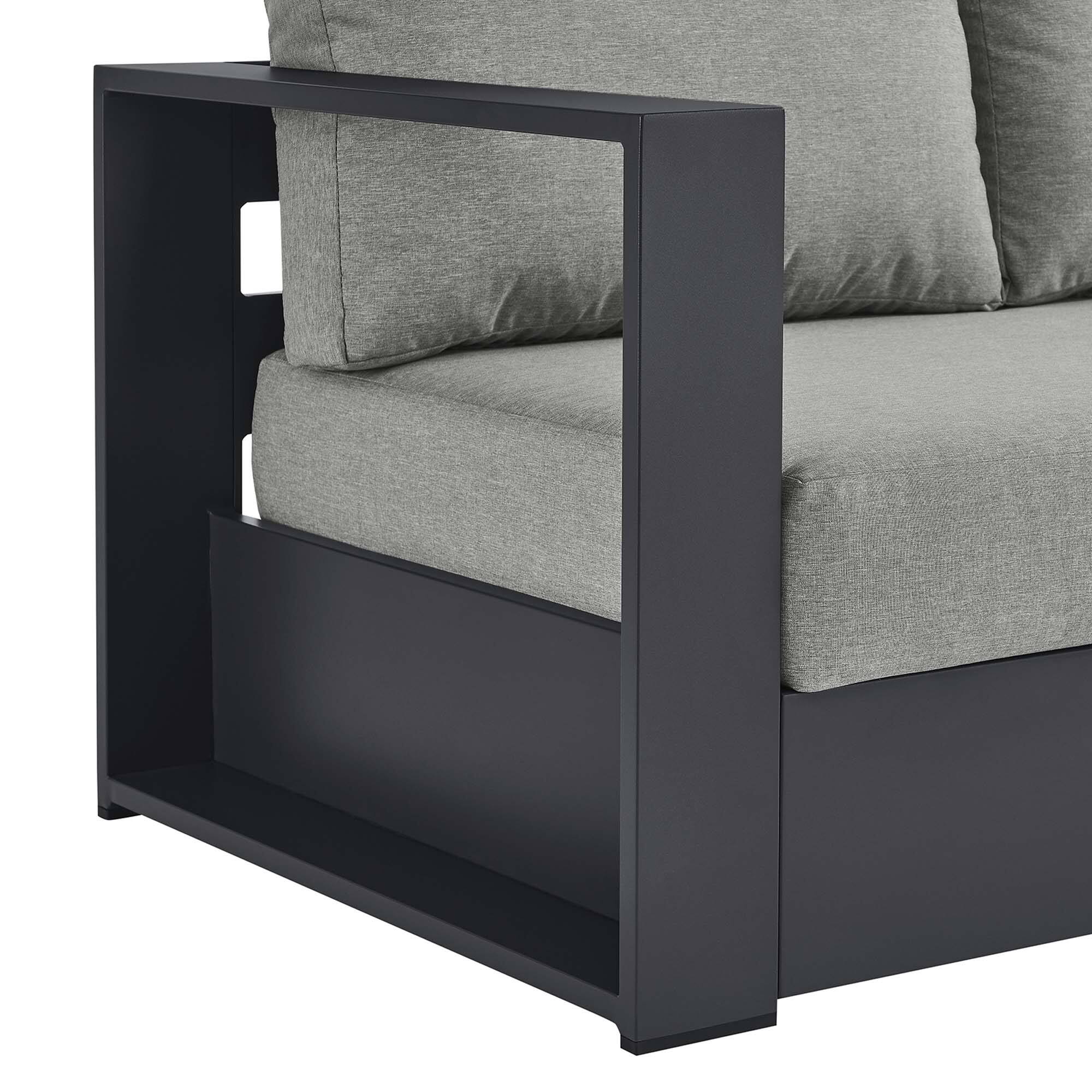 Alt View 5. Modway - Tahoe Outdoor Patio Powder-Coated Aluminum Modular Left-Facing Loveseat by Modway - Gray Gray.