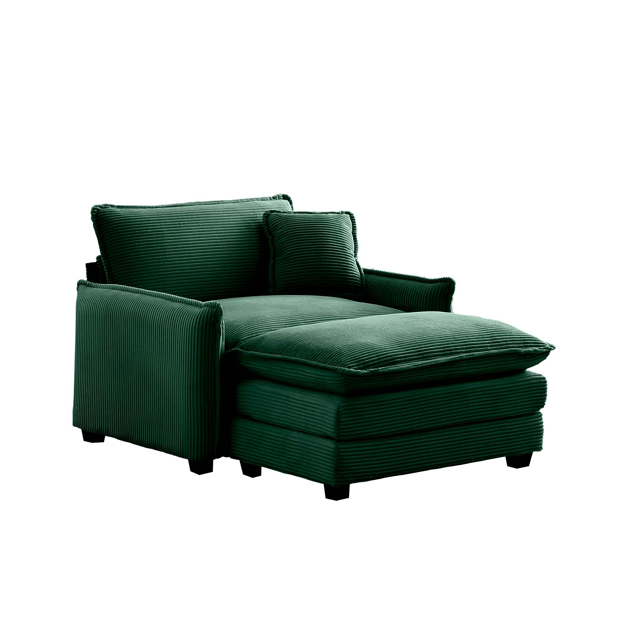 Alt View 2. LOVMOR - Single Deep Seat Sofa With Footstool With One Pillow Suitable for Living Room and Bedroom Club Multiple OccasionsGreen - Green.