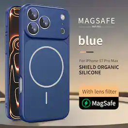 Dteck - for Apple iPhone 17 Pro Max Magnetic Matte Case,Built-In Camera Lens Cover, Shockproof PC TPU Wireless Charging Cover - Darkblue