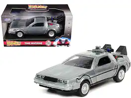 Jada - DeLorean DMC (Time Machine) Brushed Metal "Back to the Future Part I" (1985) Movie "Hollywood Rides" Series 1/32 - Gray