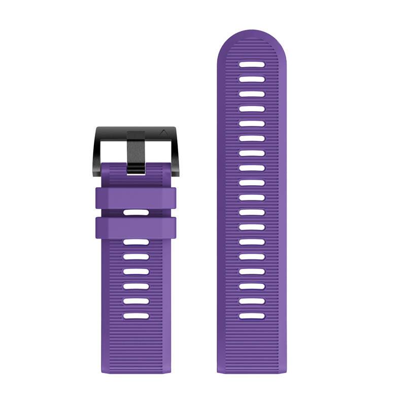 Left. StrapsCo - Endurance Band QuickFit 26 Silicone Rubber Watch Strap For Garmin D2 Mach 2 – 51mm - Purple.