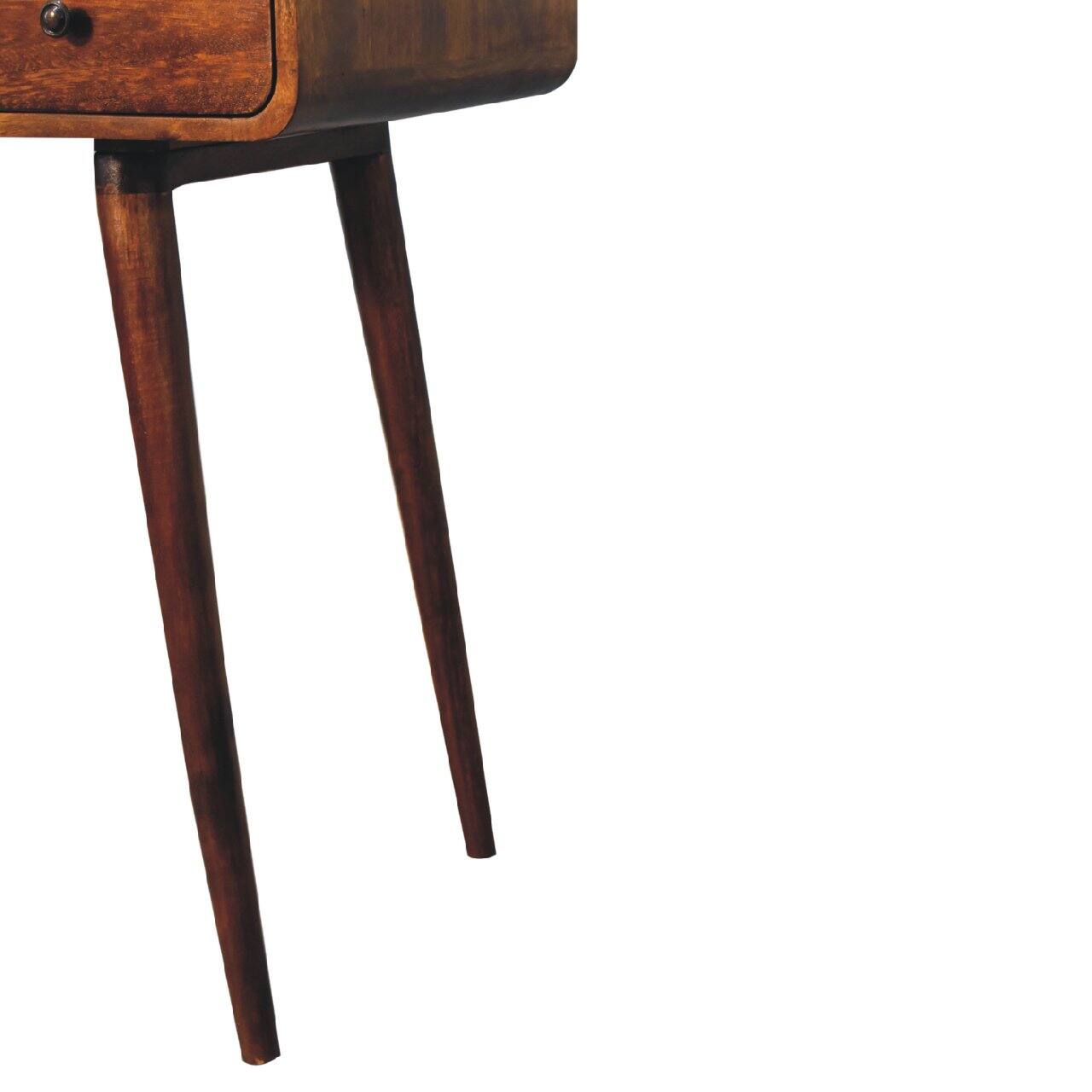 Alt View 5. Artisan Furniture - Artisan Furniture Solid Wood Curved Chestnut Writing Desk, 1 Drawer, 1 Shelf, Dark Brown - Dark Brown.