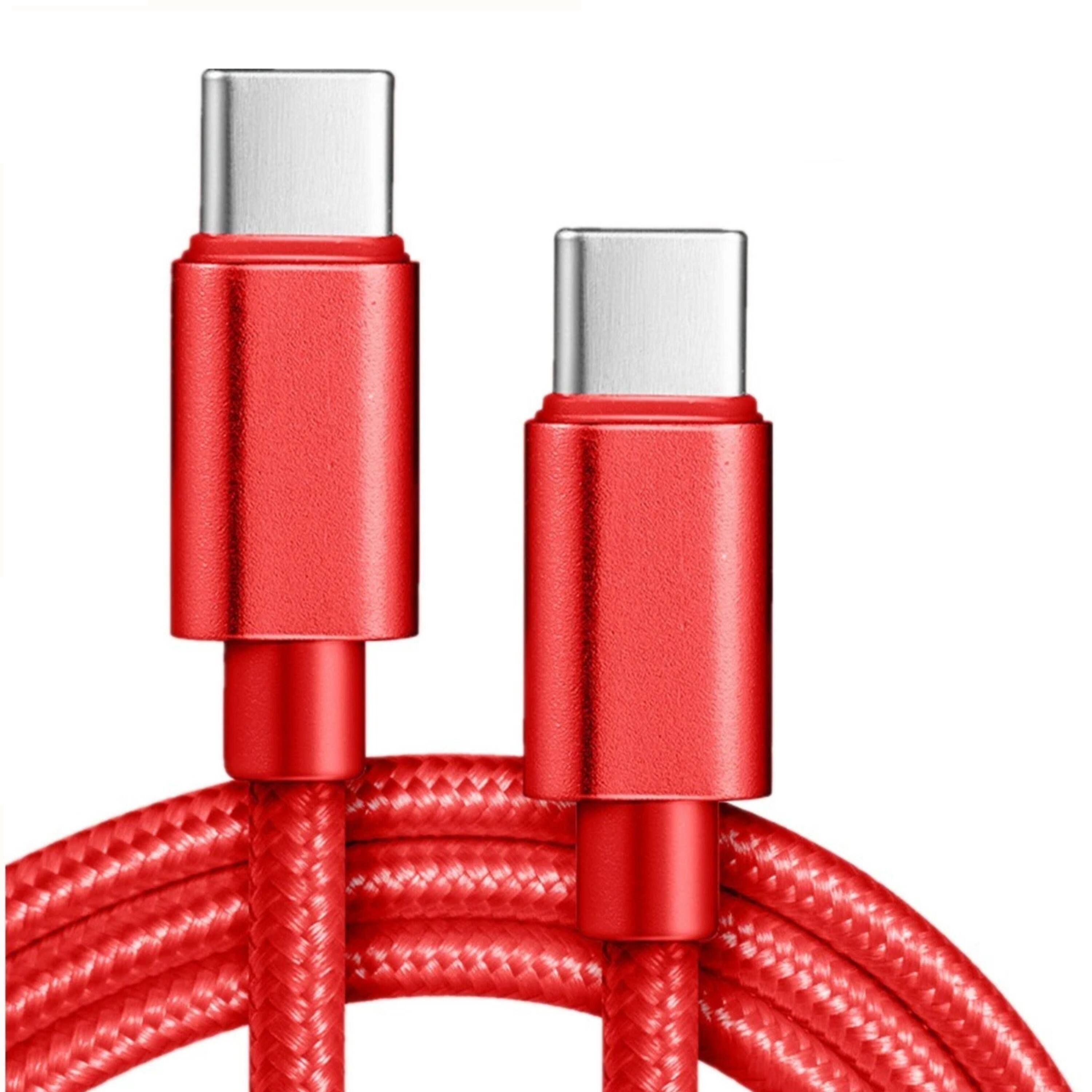Angle. Kitcheniva - Premium USB-C to USB-C Fast Charging Data Sync Charger Cable Cord 3Ft Red - Red.