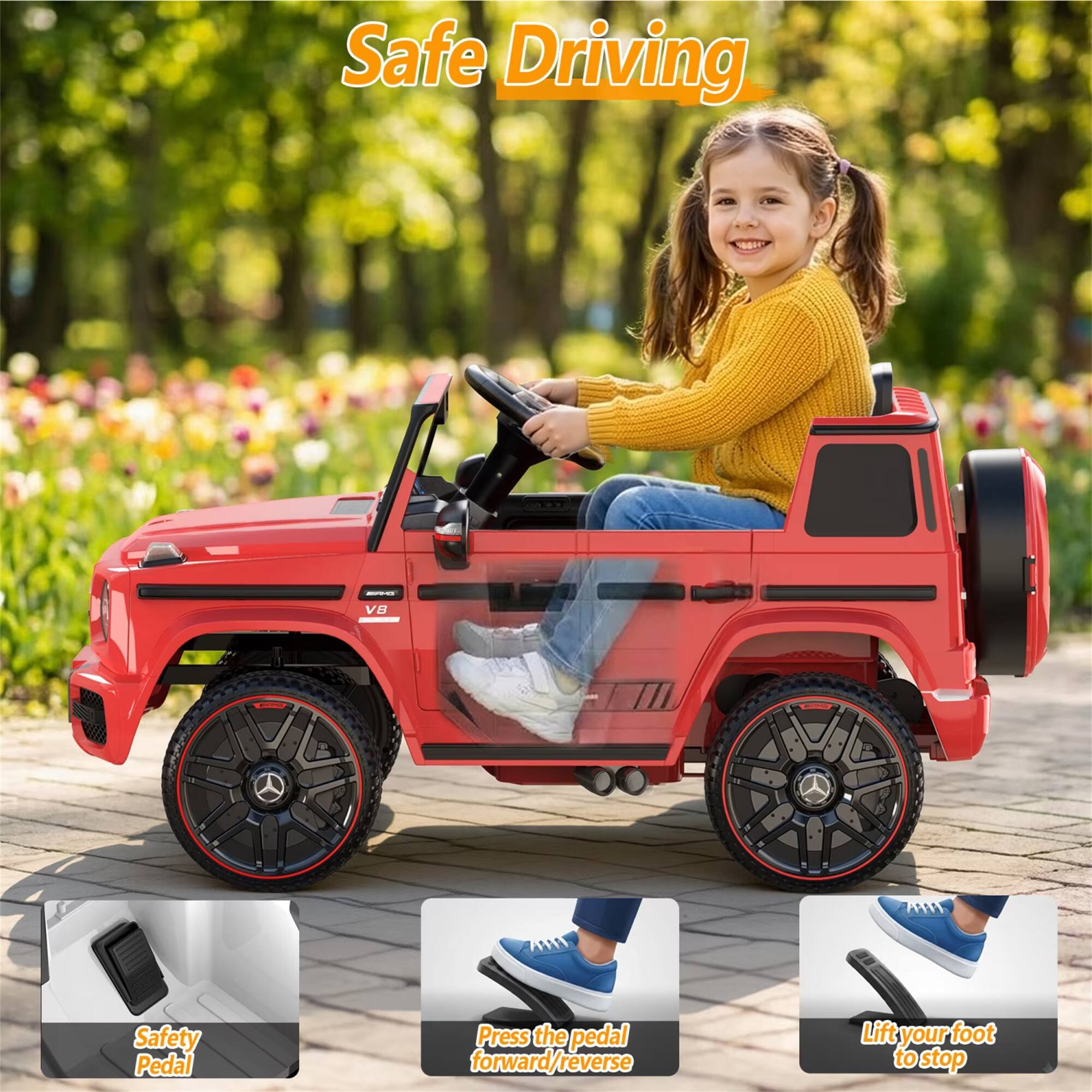 ANPABO 12V Licensed Mercedes Benz G63 Kids Ride On Car with Remote ...