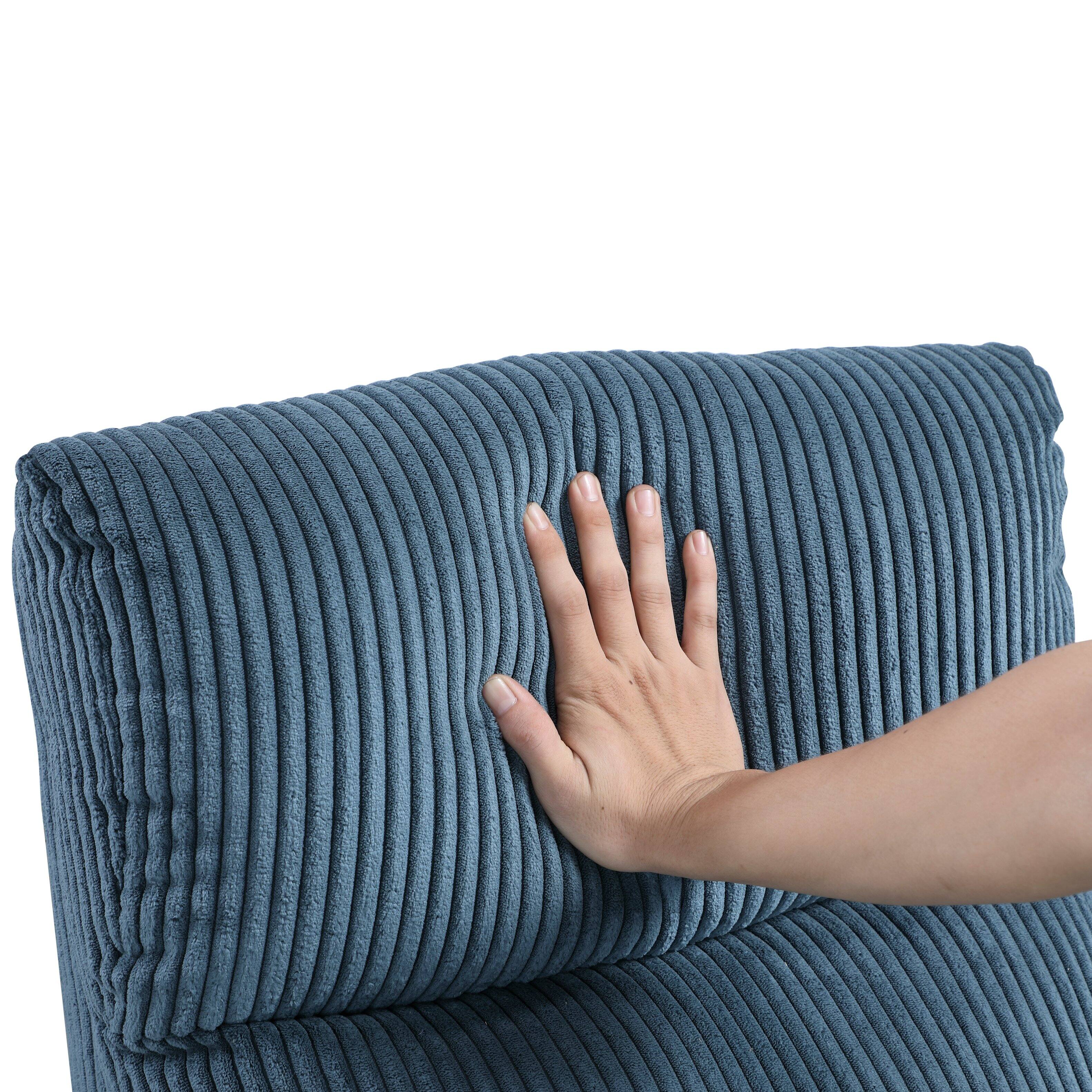 Alt View 2. TinyHomie - Modern Push Back Recliner Chair Bue Soft Corduroy Upholstery Comfort Solid Wood Living Room Furniture 1pc - Blue.