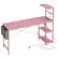 Alt View 6. Bestier - Bestier 61" Gaming Desk with Power Outlets LED 4-Tier Reversible Shelves Headset Hook - Pink.