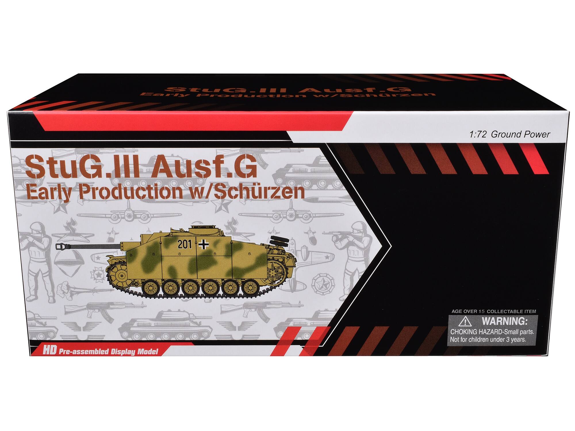 StuG.III Ausf.G Early Production w/Schrüzen  
1:72 Ground Power  
HD Pre-assembled Display Model  
AGE OVER 15 COLLECTABLE ITEM  
WARNING: CHOKING HAZARD-Small parts. Not for children under 3 years.