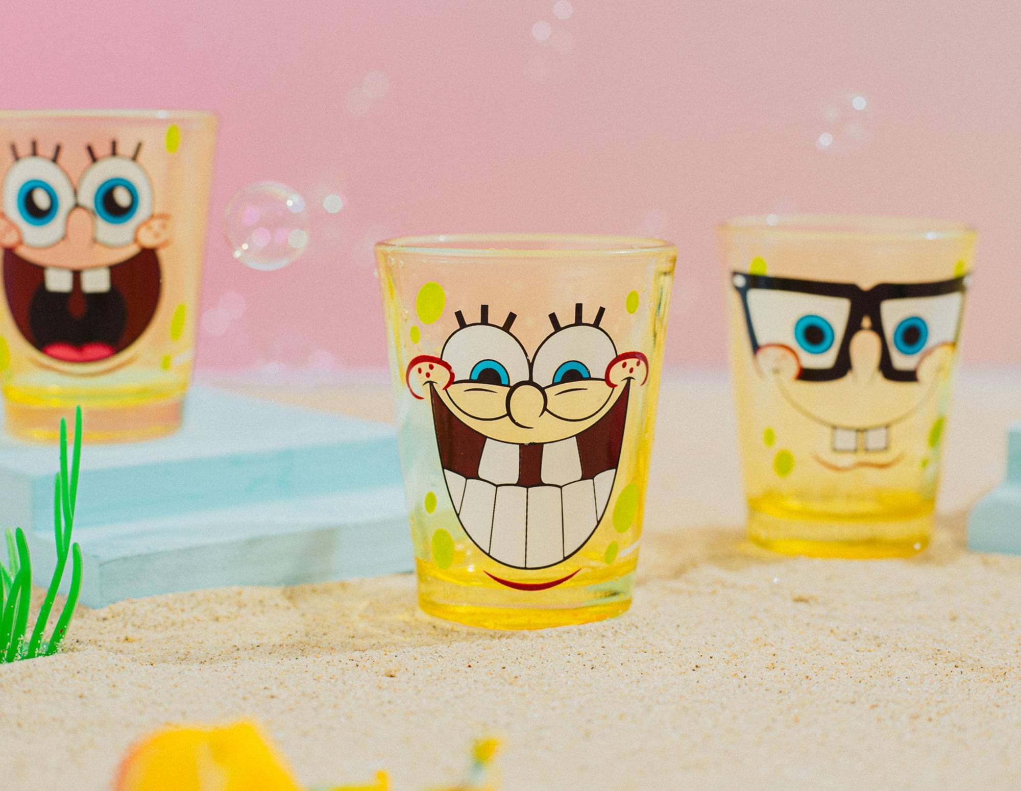 Alt View 3. Silver Buffalo - Nickelodeon SpongeBob Faces 2-Ounce Mini Glasses | Set of 4 - Yellow.