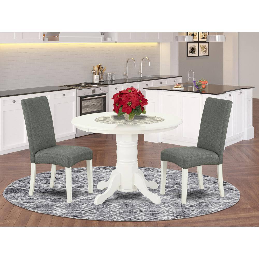 Left. East West Furniture - Dining Room Set Linen White - Brown.