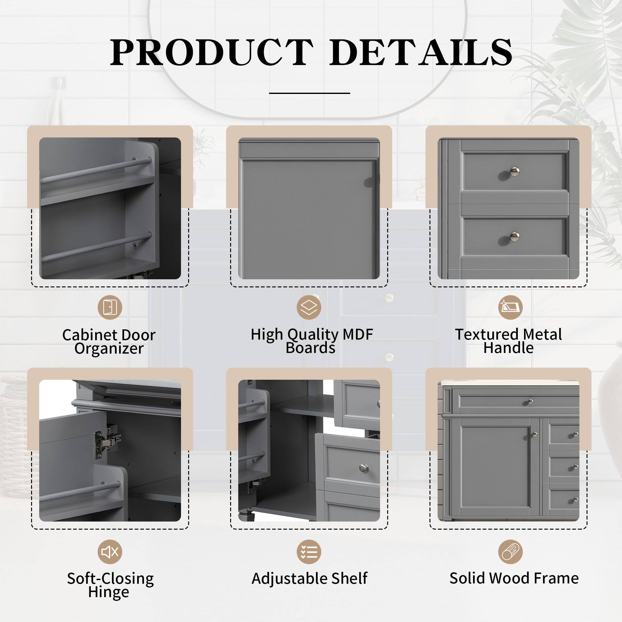PRODUCT DETAILS

- Cabinet Door Organizer
- High Quality MDF Boards
- Textured Metal Handle
- Soft-Closing Hinge
- Adjustable Shelf
- Solid Wood Frame