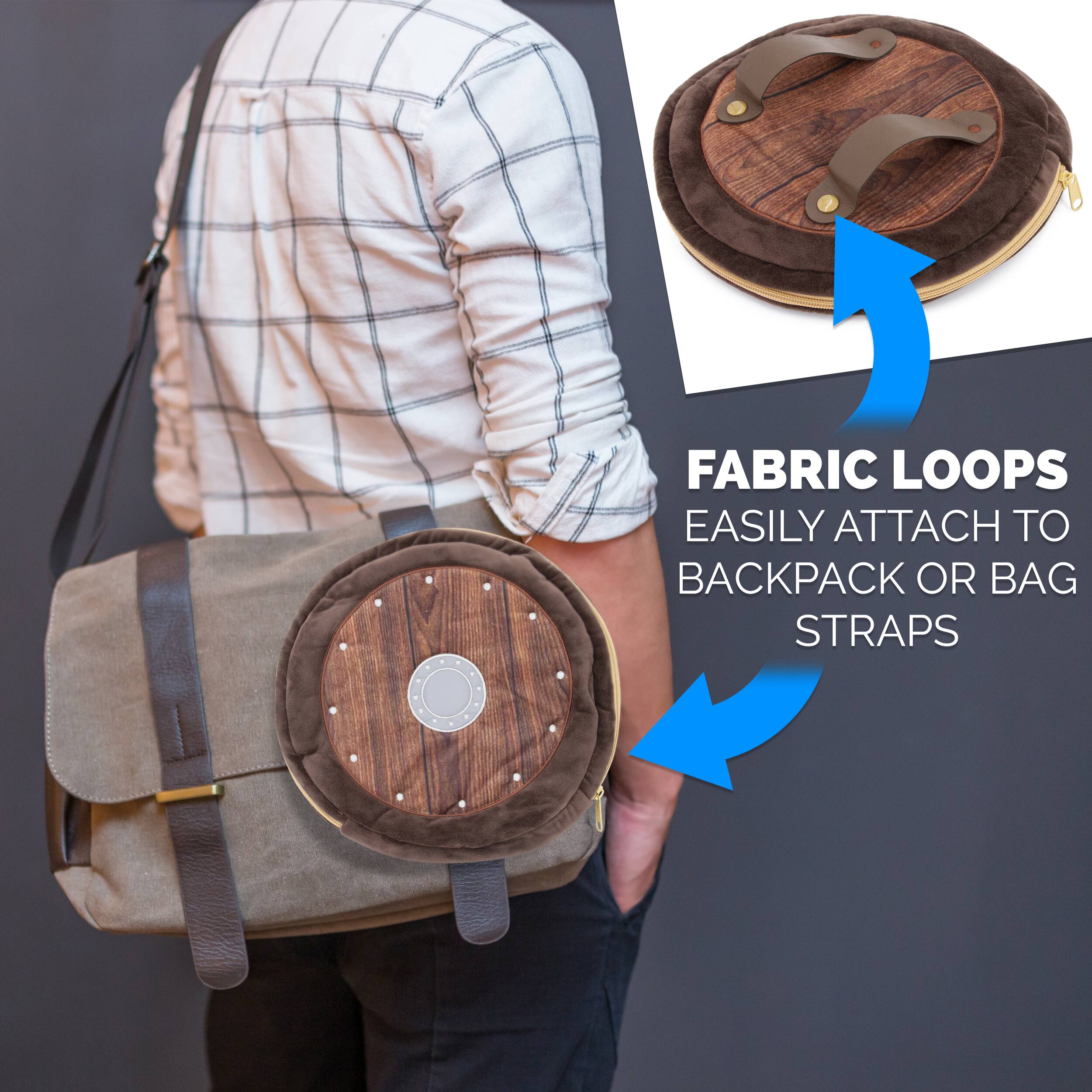 FABRIC LOOPS EASILY ATTACH TO BACKPACK OR BAG STRAPS