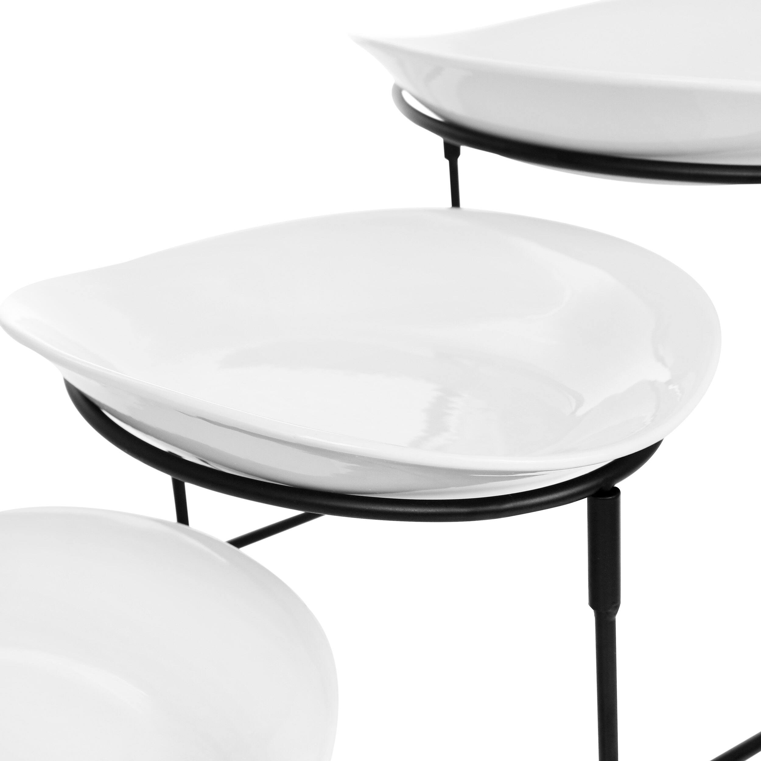 Alt View 7. Elama - Elama 3 Tier Oval Plate Porcelain Serveware Set - White.