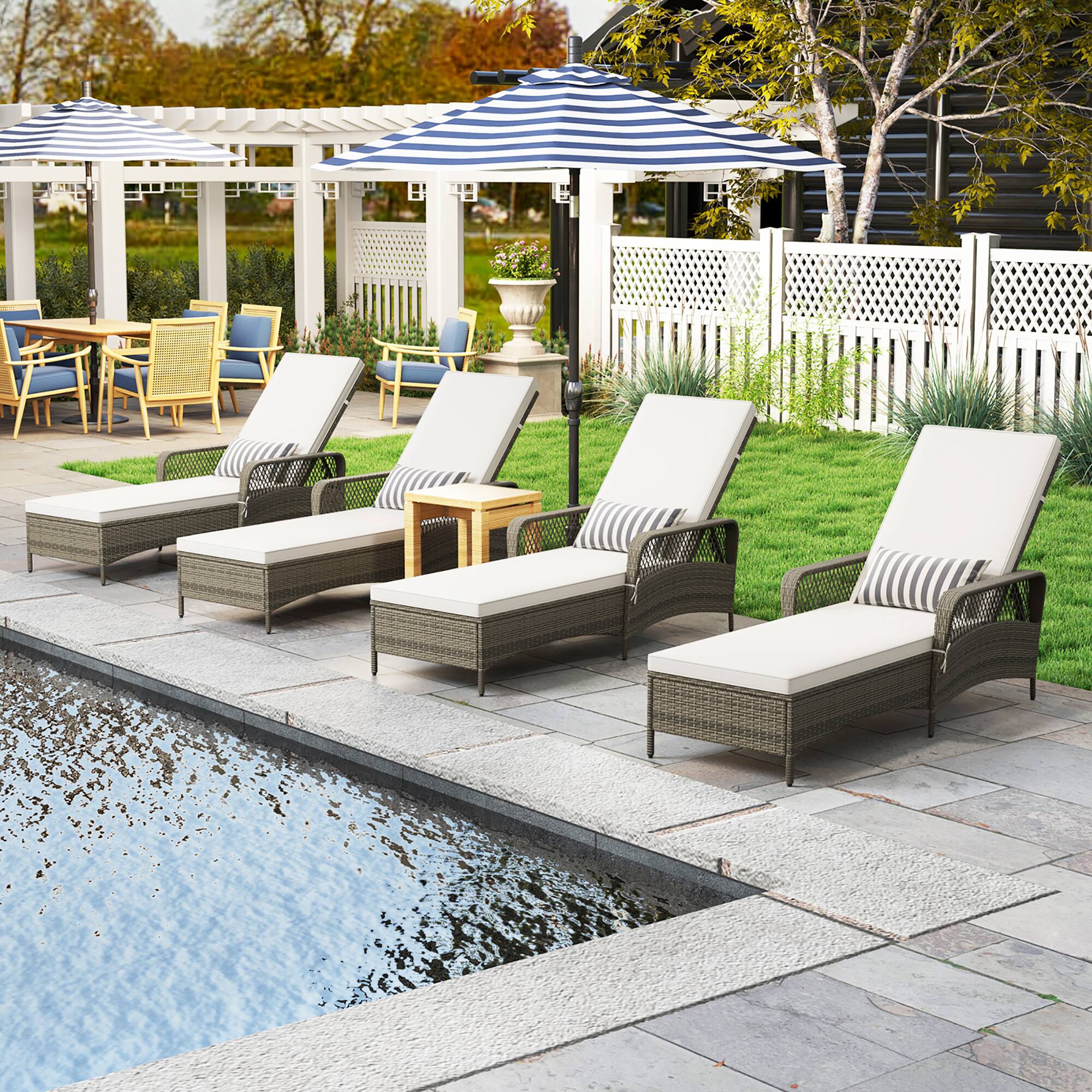 Alt View 9. Gymax - Gymax PE Wicker Chaise Lounge Chair 6-Position Adjustable Patio Recliner w/ Soft Cushions - Mix Gray.