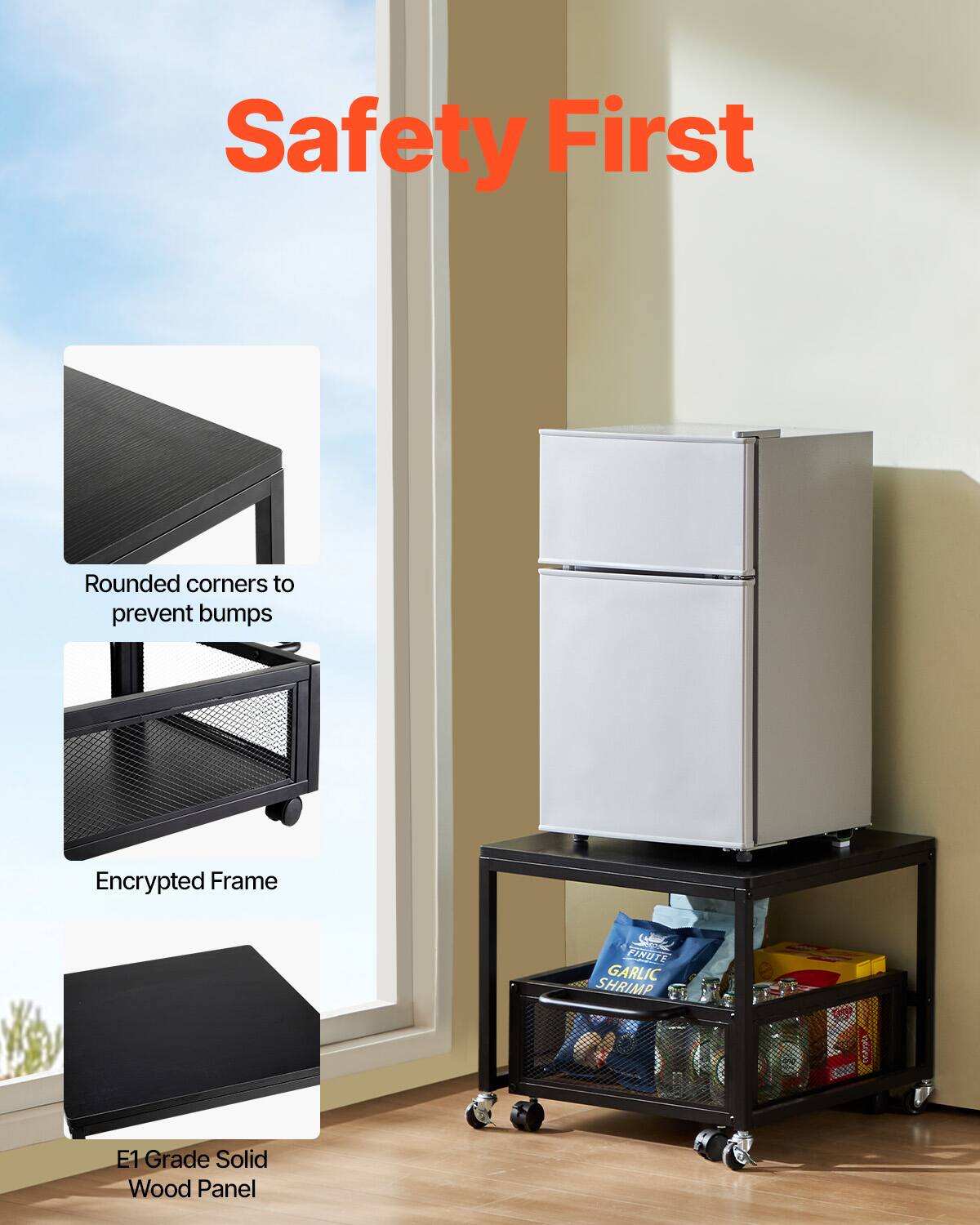 Safety First
Rounded corners to prevent bumps
Encrypted Frame
E1 Grade Solid Wood Panel