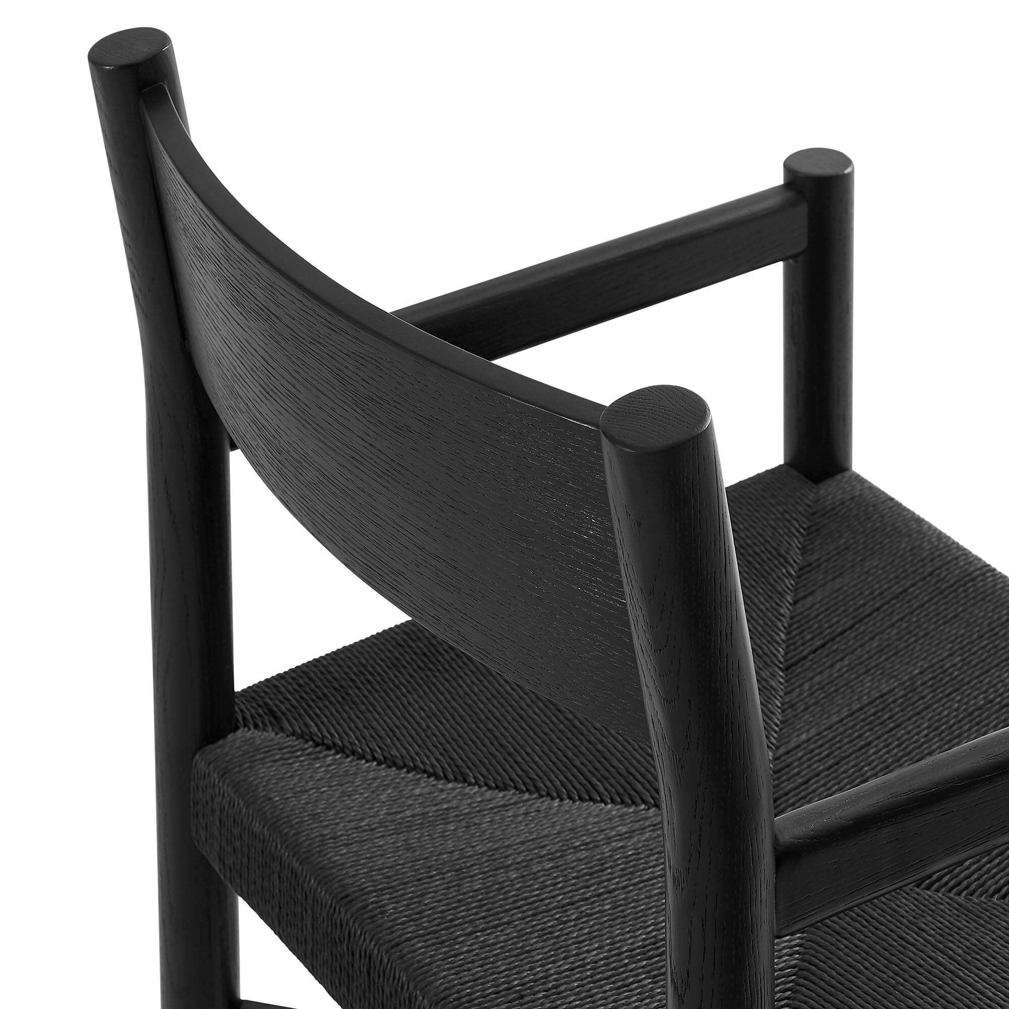 Alt View 6. Modway - Alvia Oak Wood Dining Armchairs With Woven Seats Set of 2 by Modway - Black.