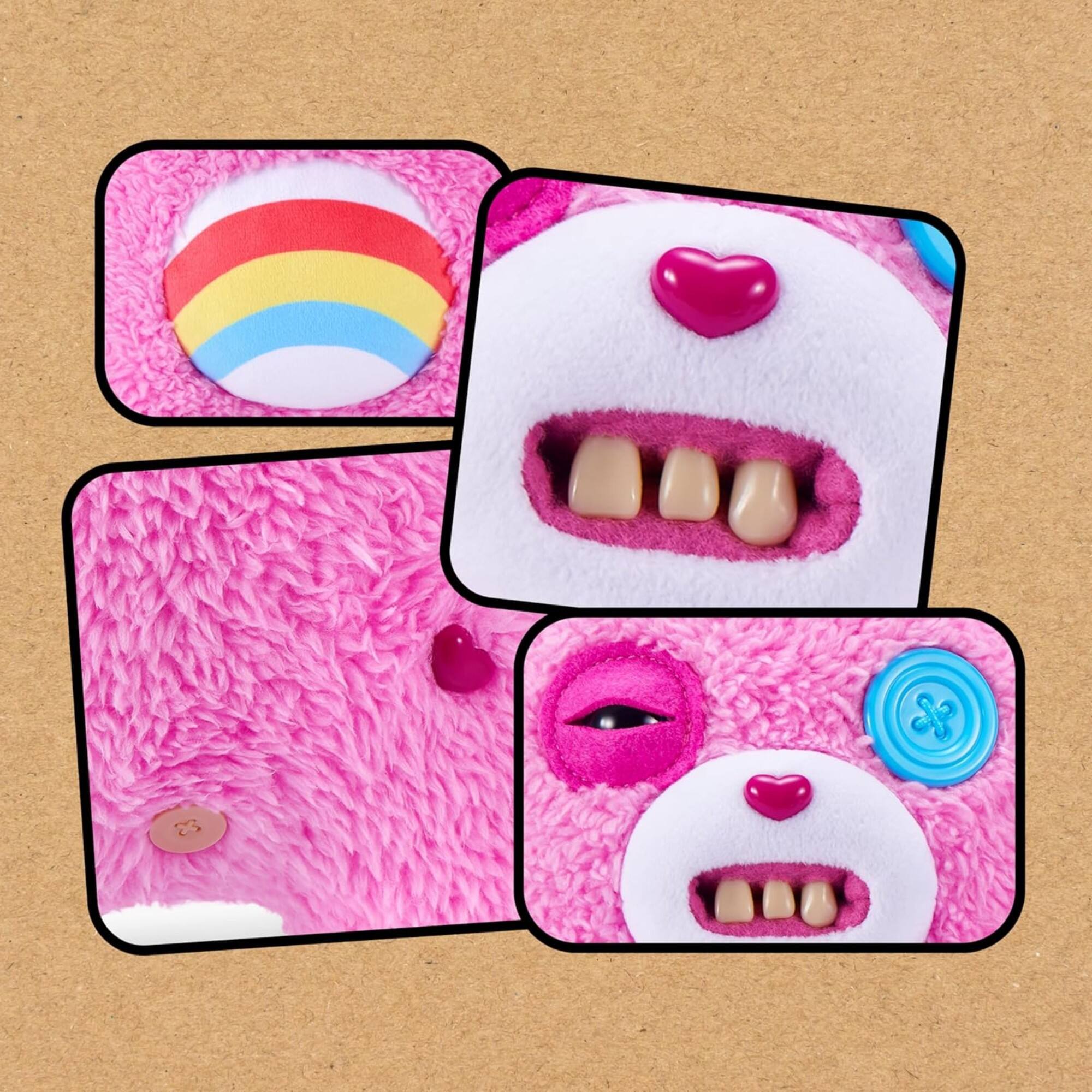 Alt View 4. Fuggler - Fuggler Care Bears 9-Inch Plush Toy (Cheer Bear) by ZURU – Funny Ugly Monster Stuffed Animal with Human-Like Teeth - Assorted Pre-Pack.