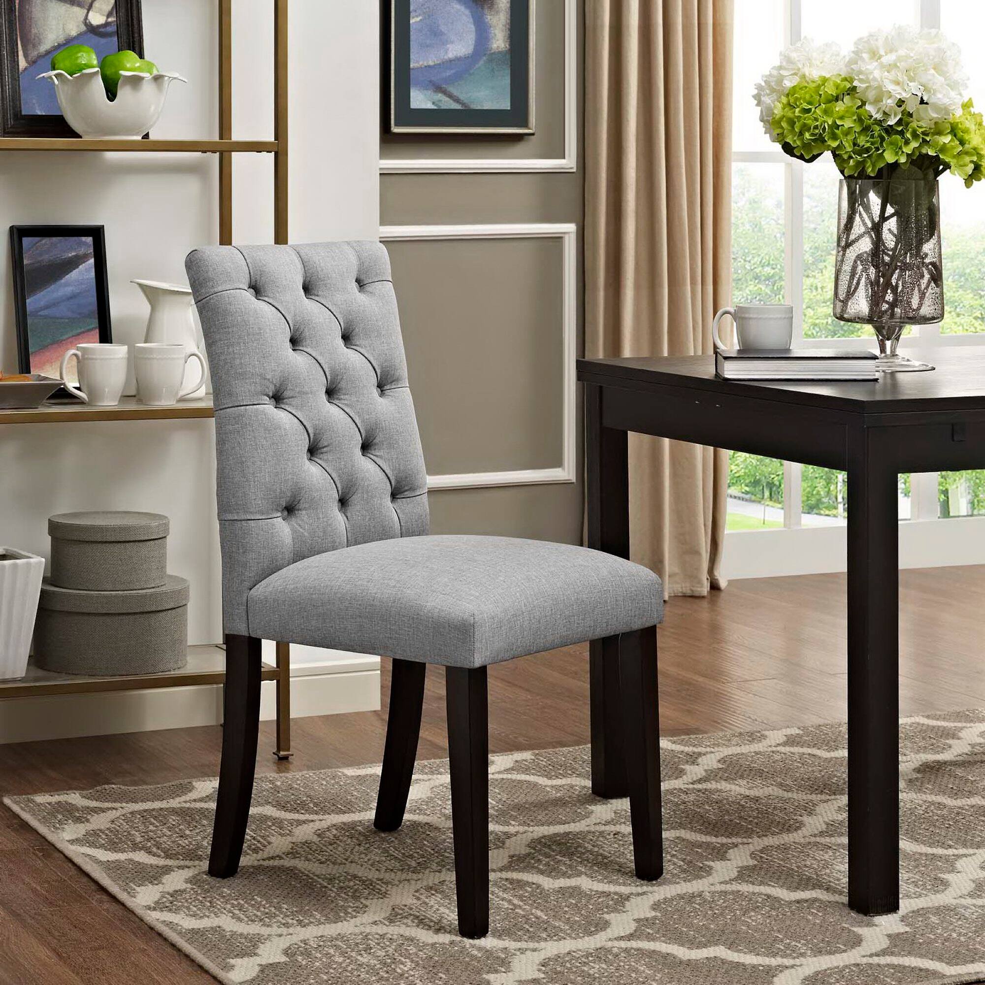 Back. Modway - Duchess Button Tufted Fabric Dining Chair by Modway - Gray.