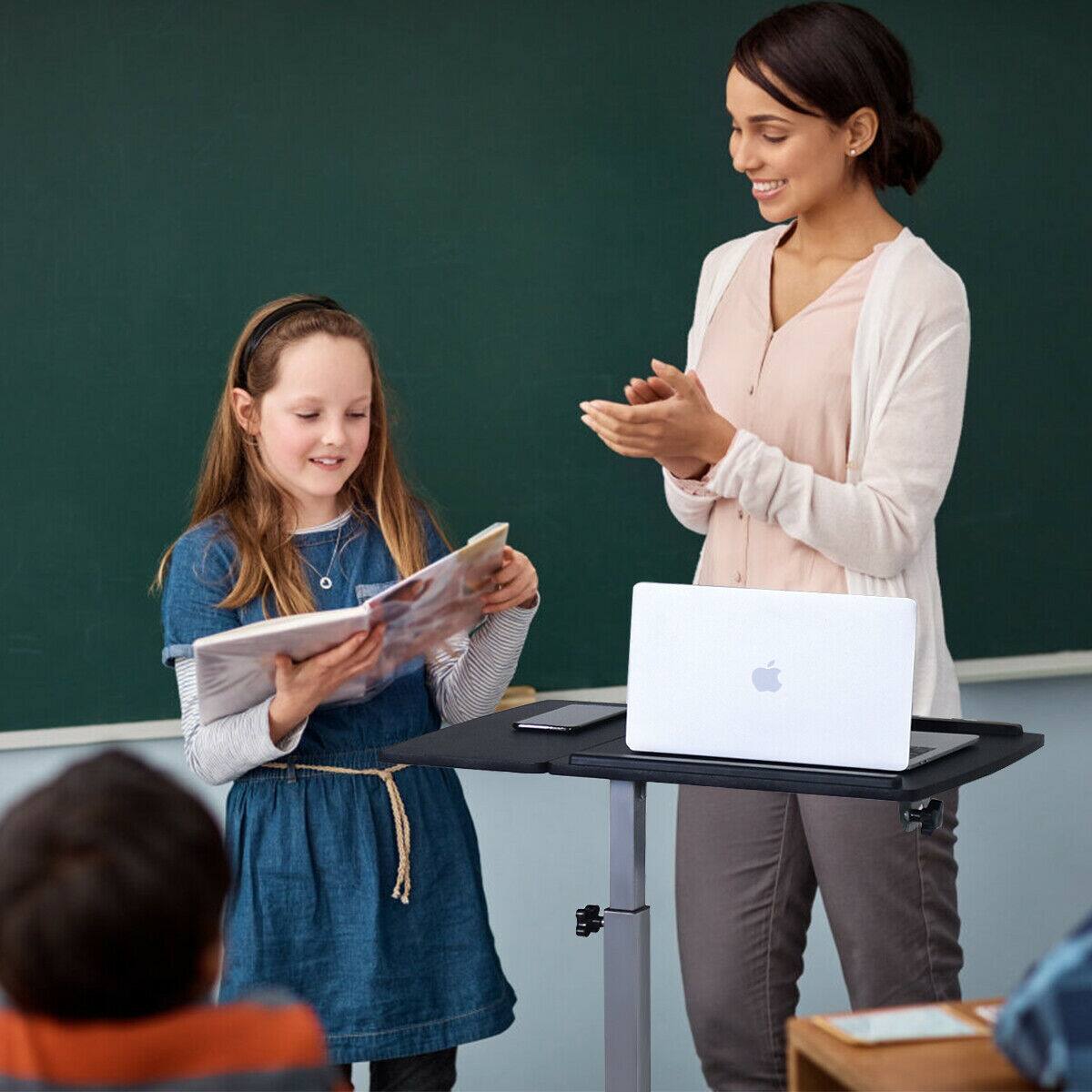 Alt View 12. Costway - Adjustable Sit to Stand Laptop Desk - Silver/Black.