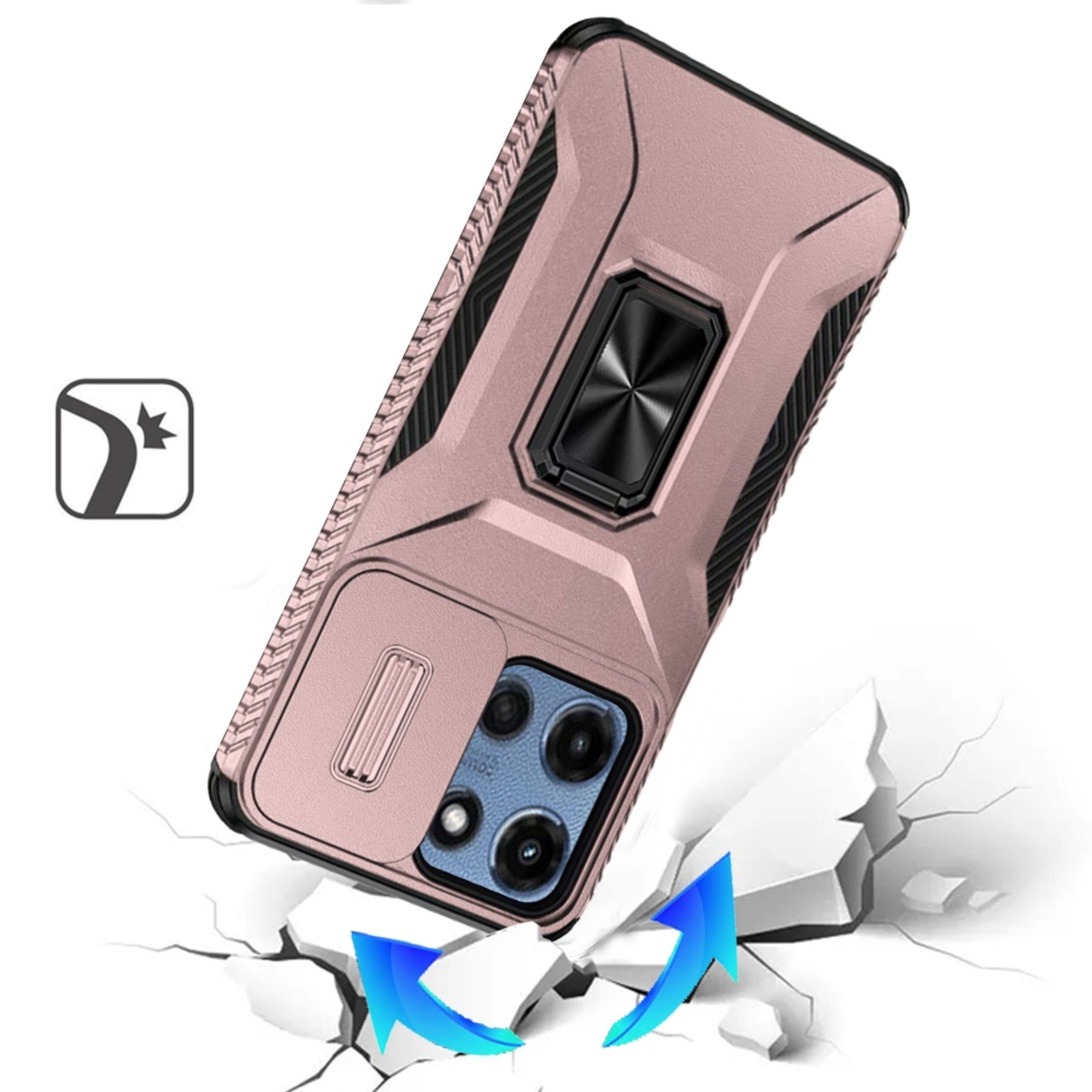 Left. Kitcheniva - Rugged Complete Protection Case With Tempered Glass For Moto G 2025/2026/G Play 2026 Rose Gold - Rose Gold.