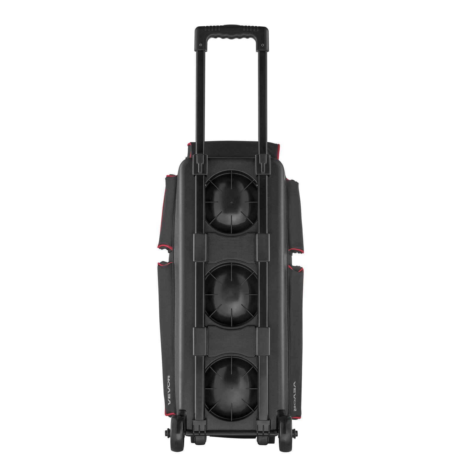Alt View 5. VEVOR - Bowling Ball Bag, 3 Ball Double Roller Bowling Bag with Wheels, Featuring a Separate Compartment for Shoes - Black;Red.