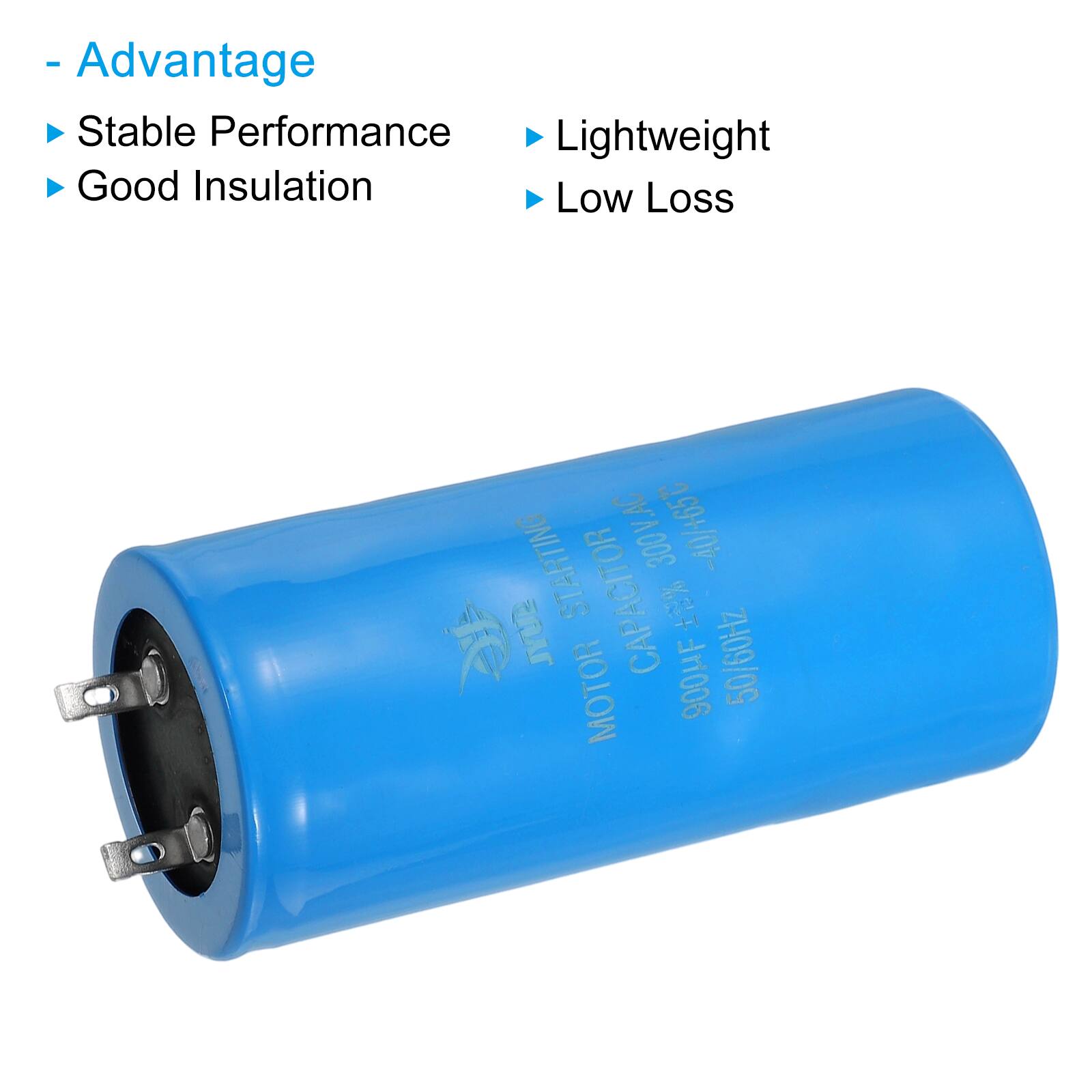 - Advantage
  - Stable Performance
  - Good Insulation
  - Lightweight
  - Low Loss

STARTING 300V.AC -40/+65C

JYUE CAPACITOR 50/60Hz MOTOR