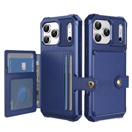 Dteck - For Apple iPhone 17 Pro Wallet Case Flip Card Slots Magnetic Clasp Shockproof Anti-Scratch Cover - Darkblue