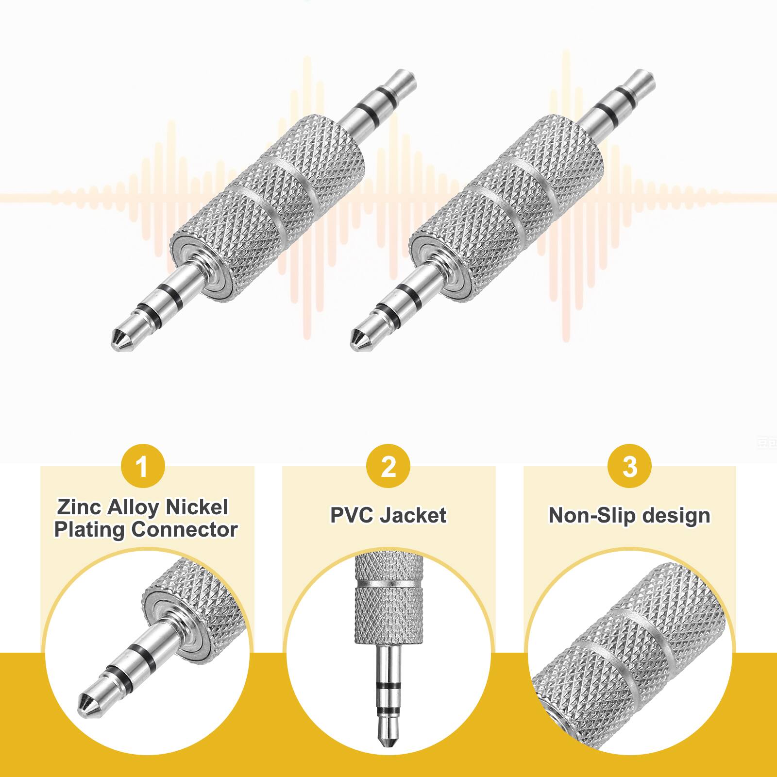1. Zinc Alloy Nickel Plating Connector  
2. PVC Jacket  
3. Non-Slip design