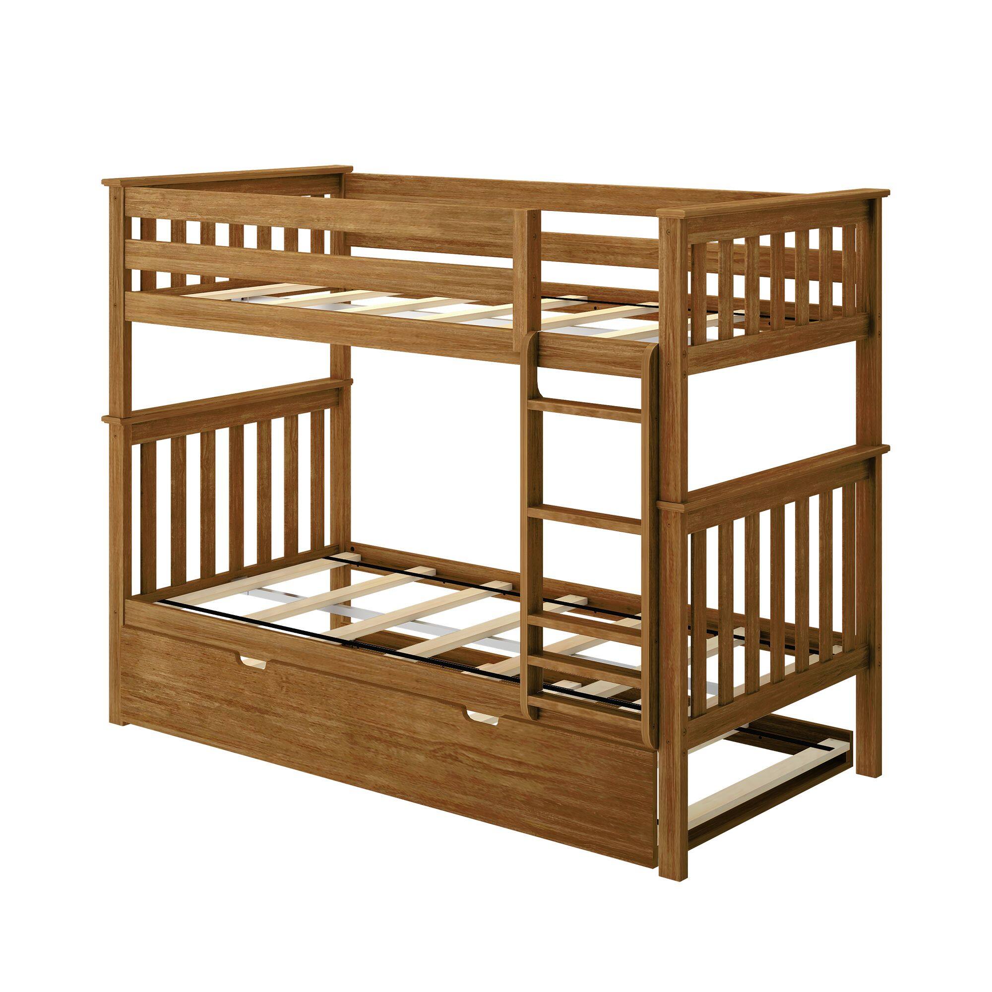 Alt View 2. Plank+Beam - Classic Twin over Twin Bunk Bed Bed with Trundle, Pecan - Pecan.