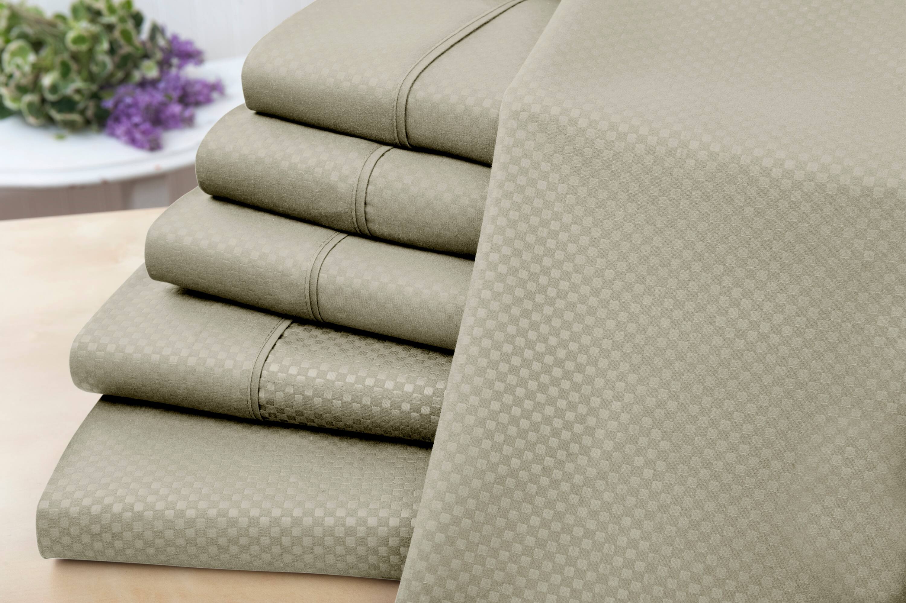 US Army - 6 Piece Embossed Check Sheet Set - Taupe
